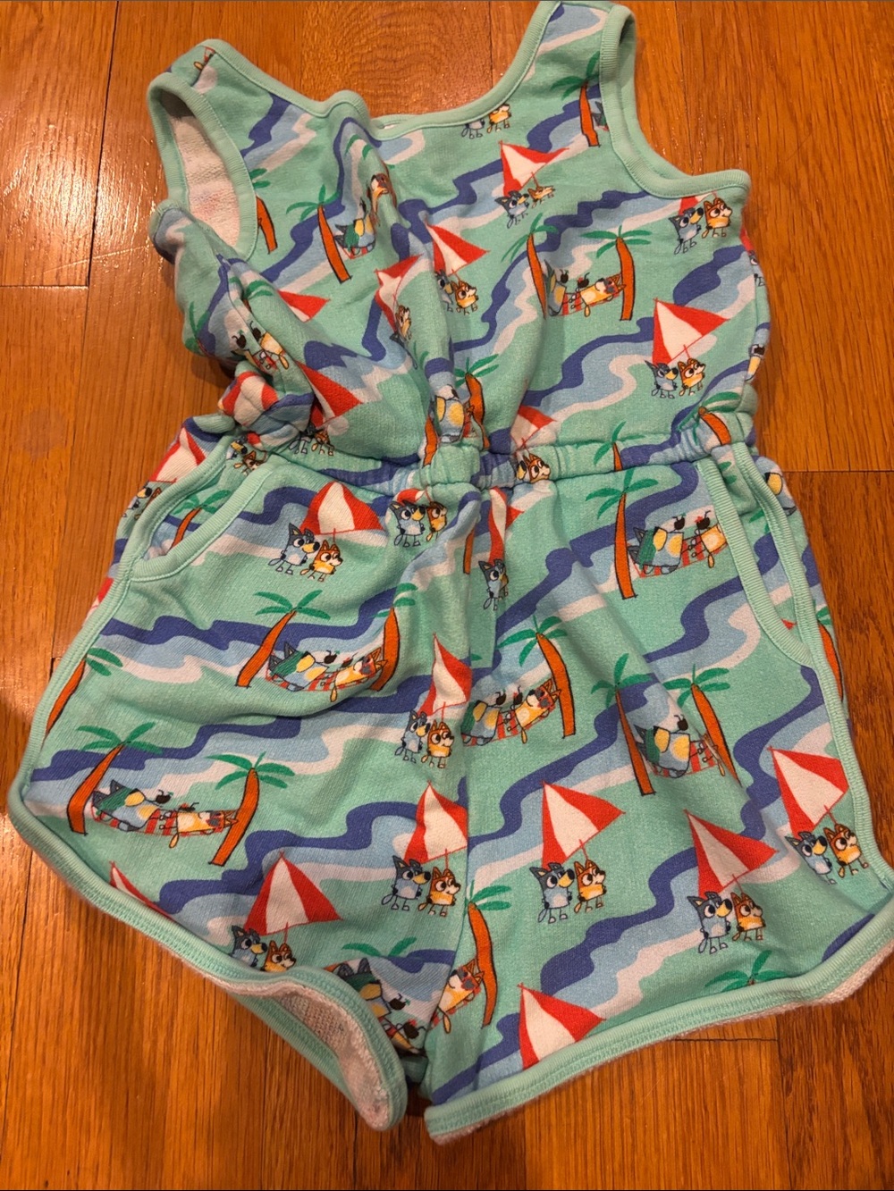Hanna Andersson Aqua Bluey Print Kids Romper